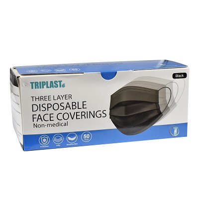 Black Civilian 3 Ply Face Masks